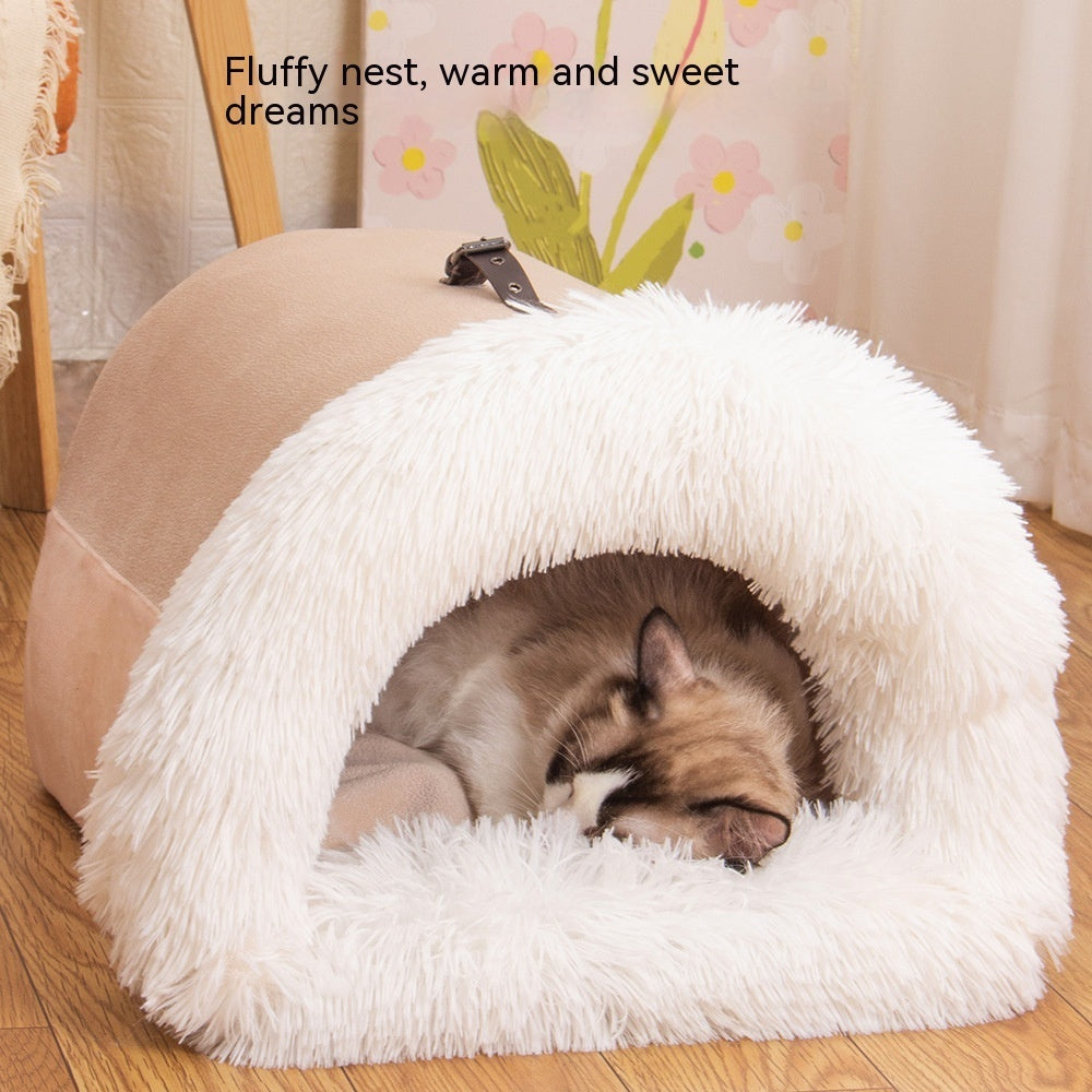 Portable Warm Pet Nest – Cozy Dog & Cat Bed for Autumn/Winter