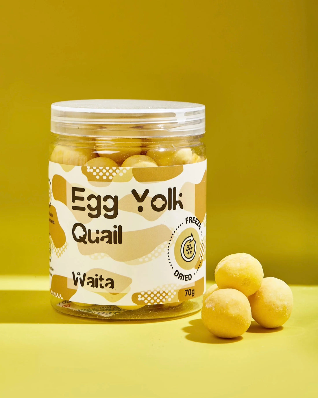 Waita Freeze Dried Quail Egg Yolk 70g Premium Pet Treats Cat Dog High Protein Nutrient Dense Skin Coat Rich Vitamins Minerals