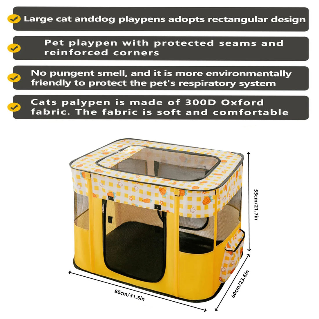 Pet Playpen Foldable Cat & Dog Play House Portable Lightweight Fabric Playpen soft Exercise Kennel Tent,Indoors/Outdoors