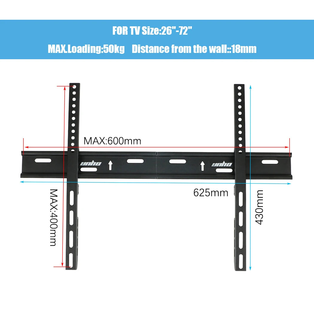 Ultra Slim TV Wall Mount Flat TV Wall Bracket for 26"-72" LCD LED Plasma TVs VESA Compatible up to 600 x 400MM