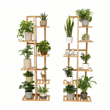 5 Tiers Bamboo Plant Stand Tall  Flower Stand Storage Display Rack for Indoor Outdoor