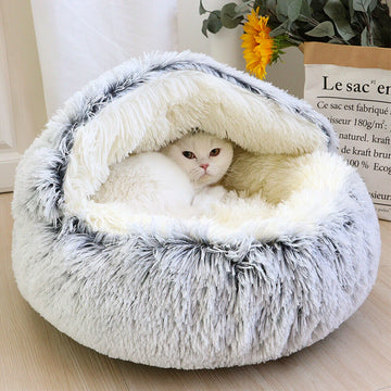 Tieker Plush Pet Bed Round Cat and Dog Soft Bed Pet Mattress Sleeping Hole Universal Suitable for All Seasons Small Cats and Dog