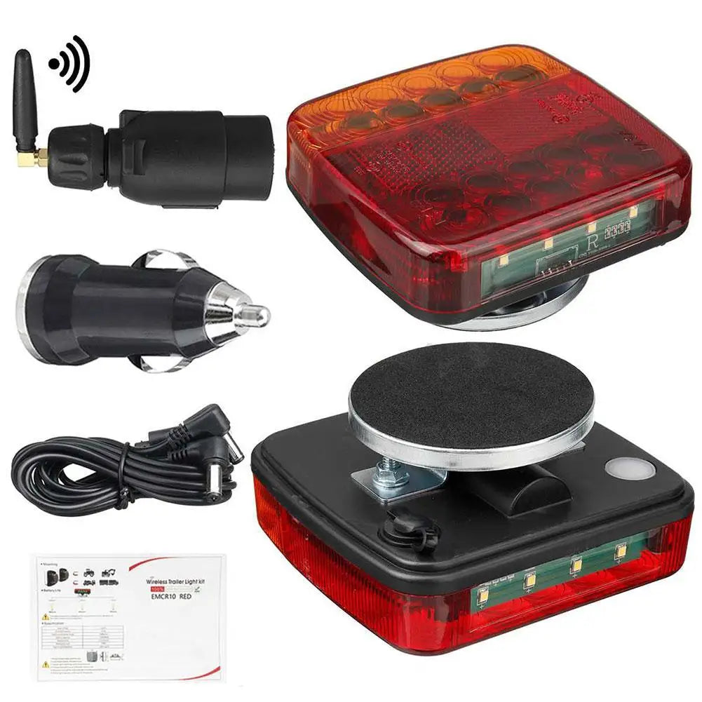 Rechargeable Wireless Reflective Lens Truck Taillights Brake Lights LED Trailer Rear Tail Turn Signal Lamp Camper Lorry
