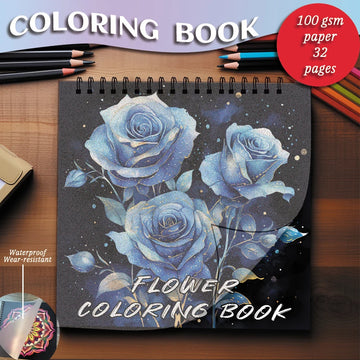 Coloring Book - 7.87x 7.87 inches 32 pages blooming flowers coloring book - perfect gift for family or friends