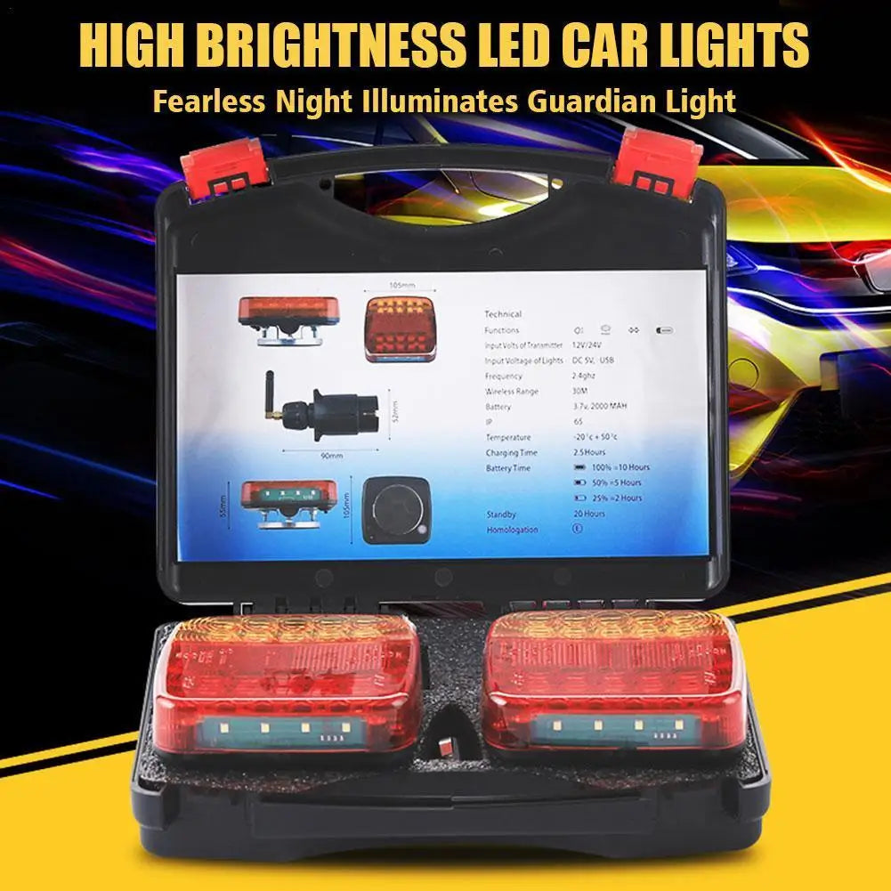 Rechargeable Wireless Reflective Lens Truck Taillights Brake Lights LED Trailer Rear Tail Turn Signal Lamp Camper Lorry