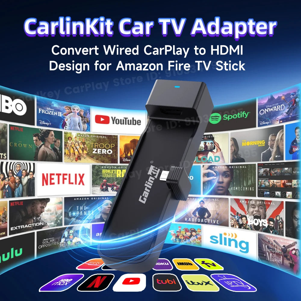CarlinKit FireDrive Link Convert Wired CarPlay to HDMI for Fire TV Stick Streaming Car Entertainment Solution Quick & Easy Setup