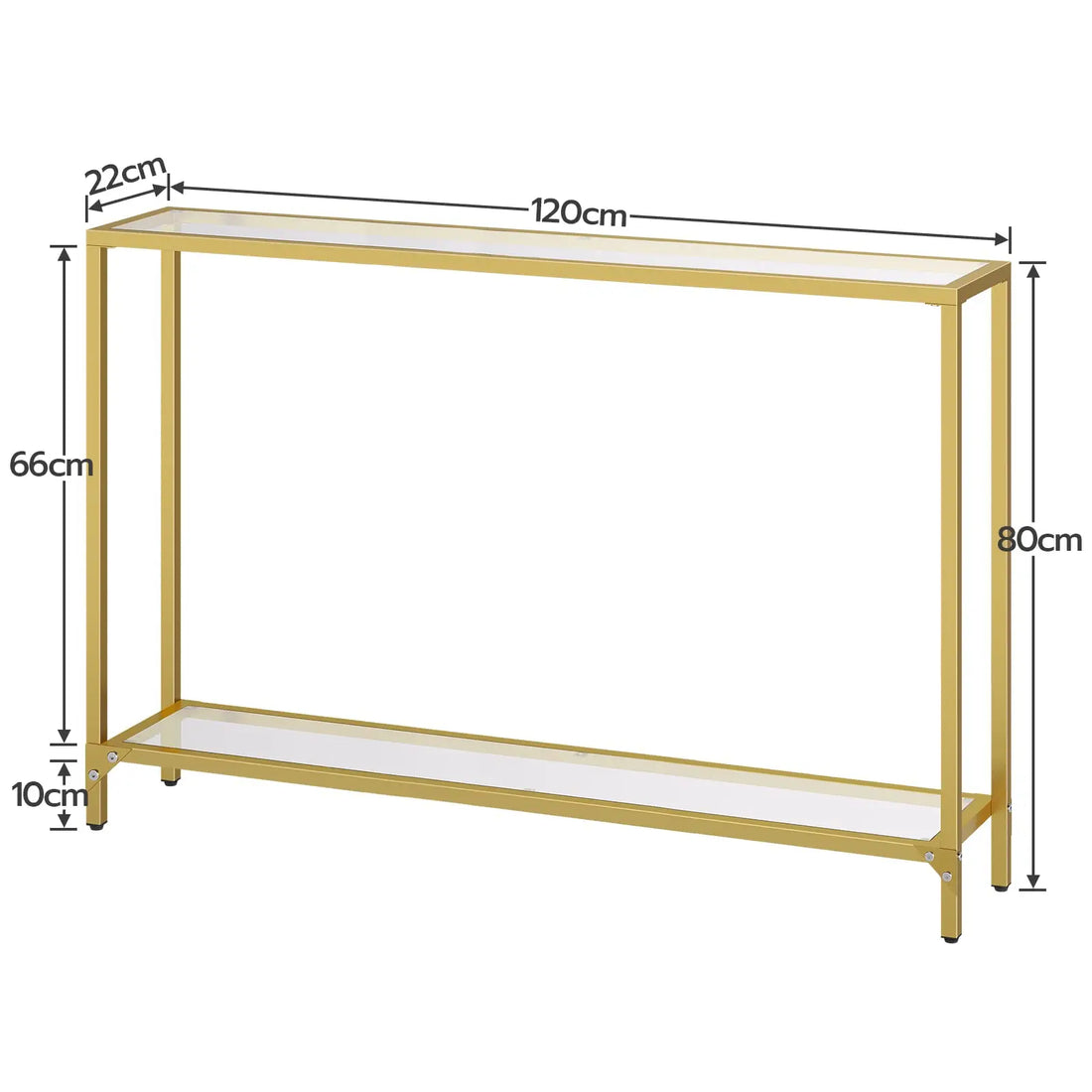 HOOBRO Console Table with Shelves 100 cm Side Table Tempered Glass Entrance Table Modern Sofa Table Exhibition Table For Hallway