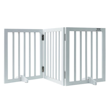 SucceBuy Free Standing Dog Gate Freestanding Pet Gate 3 Panels Foldable Dog Gate for Narrow Passageways Expandable Dog Barrier