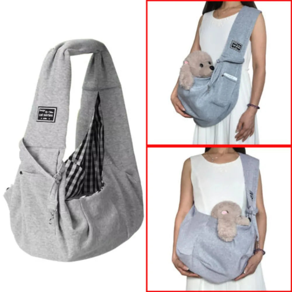 Pet Carrier Shoulder Bag Dog Cat Sg Puppy Tote Pouch Travel Hands Carry Grey