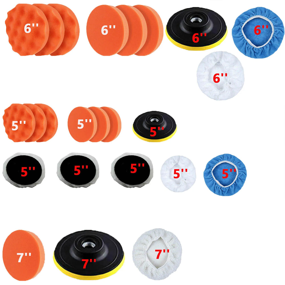 2000W Electric Polisher Car Sander Machine Kit Buffer Pad Sponge Polishing Waxer